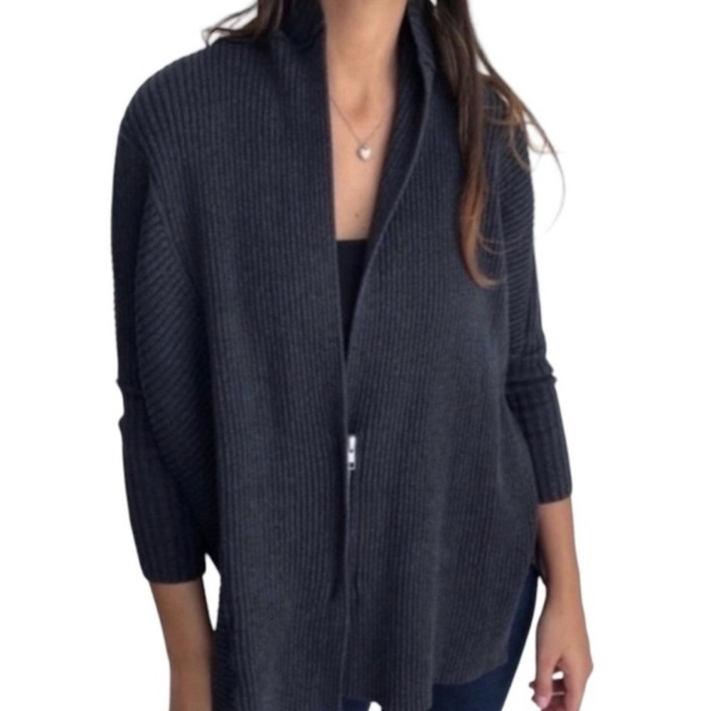 Cabi womens oversized cosmo ribbed zip front v neck sweater cardigan size medium